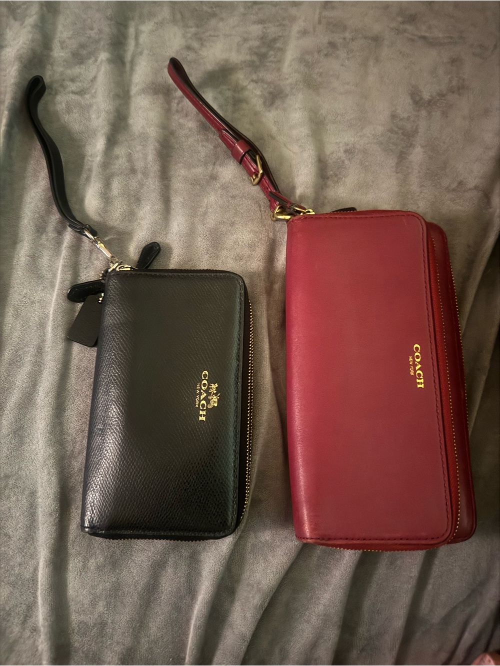COACH Wristlet Wallets in Black and Wine Red